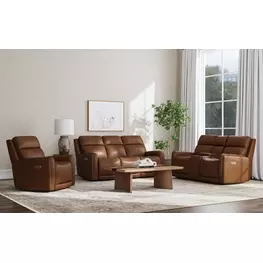 Alister Sedona Brown Triple Power Glider Reclining Living Room Set
