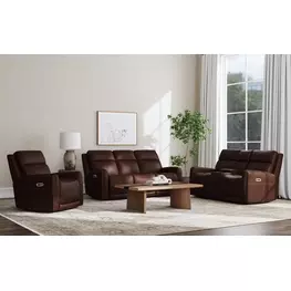 Alister Burnt Umber Triple Power Glider Reclining Living Room Set