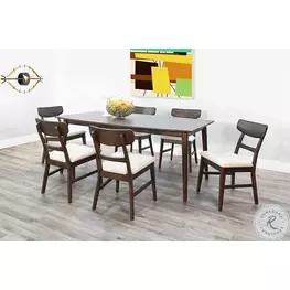 Rustic Refined Dark Brown Mid Century Wood Rectangular Dining Room Set