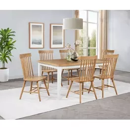 Andrews Light Ash and White Rectangular Dining Room Set