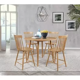 Andrews Light Ash Round Counter Height Dining Room Set