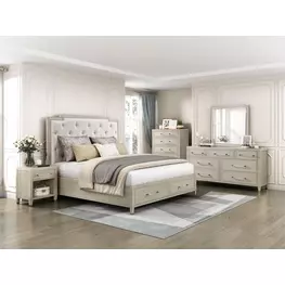 Genoa Light Oak Upholstered Storage Platform Bedroom Set
