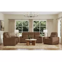 Dutch Cortado Brown Leather Zero Gravity Power Reclining Living Room Set
