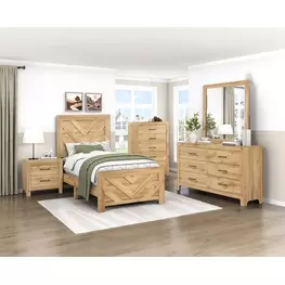 Corbin Natural Youth Panel Bedroom Set with Chevron Pattern