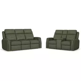 Felix Green Leather Zero Gravity Triple Power Reclining Living Room Set