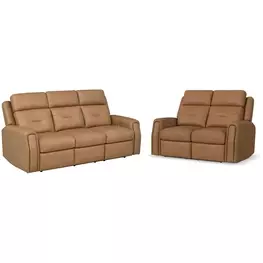 Felix Brown Leather Zero Gravity Triple Power Reclining Living Room Set