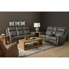 Maxwell Cinder Gray Leather Zero Gravity Triple Power Reclining Living Room Set