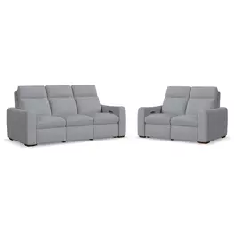 Ava Gray Performance Fabric Triple Power Reclining Living Room Set