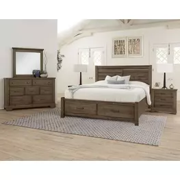 Cool Rustic Mink Plank Storage Panel Bedroom Set