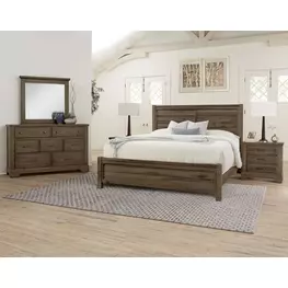Cool Rustic Mink Plank Panel Bedroom Set