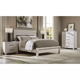 Joinery Washed White Oak Plank Panel Bedroom Set