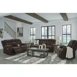 Greely Bend Chocolate Power Reclining Living Room Set with Drop Down Table and USB Charging