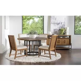 Midland Warm Amber and Matte Black 54" Round Dining Room Set