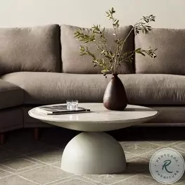 Corbett Creamy Taupe Marble Small Round Occassional Table Set