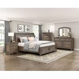 Bethel Wire Brushed Antique Brown Storage Platform Bedroom Set