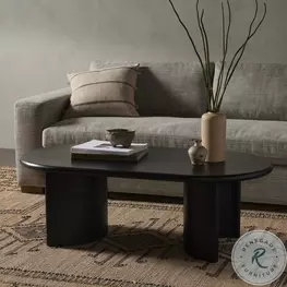 Paden Aged Black Acacia 51" Oval Occassional Table Set