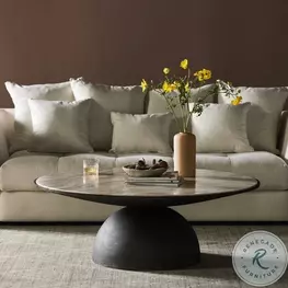 Corbett Creamy Taupe Marble Large Round Occassional Table Set