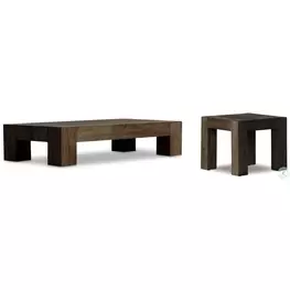 Abaso Ebony Rustic Wormwood Oak Rectangular Occassional Table Set