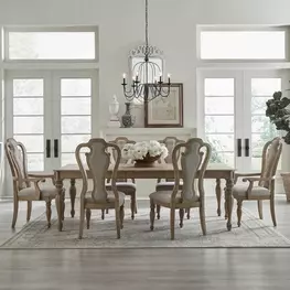 Magnolia Manor Weathered Bisque Round Dining Room Set