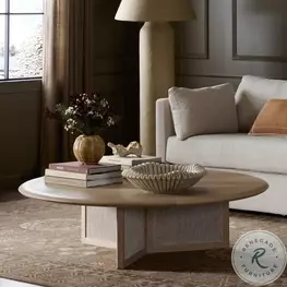 Rosenell Natural Oak Veneer Round Occassional Table Set