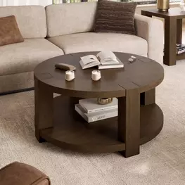 Brownstone Chocolate Brown Round Occasional Tabe Set