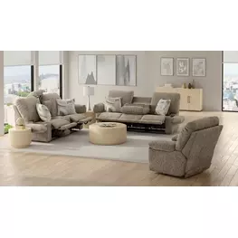 Beacon Mushroom and Porcelain Lay Flat Triple Manual Reclining Living Room Set