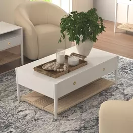 Cleo White Rectangular Occassional Table Set