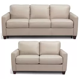 Millbrook Taupe Plain Leather Living Room Set