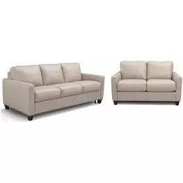 Verona Taupe Plain Leather Living Room Set