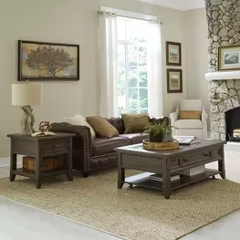Paradise Valley Saddle Brown Rectangular Occasional Table Set