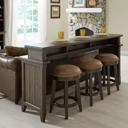 Eden Ridge Saddle Brown Console Bar Table Set