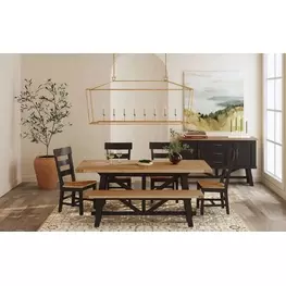 Hendricks Rustic Wheat and Raven Extendable Rectangular Dining Room Set