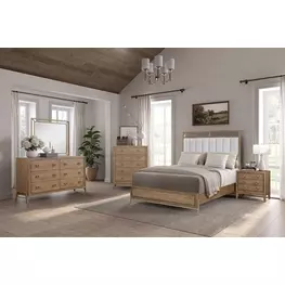 Aurora Latte Upholstered and Leather Panel Bedroom Set