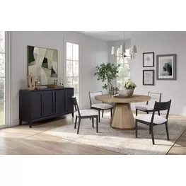 Aurora Latte Round Dining Room Set with Lazy Susan