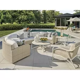 Sand Dune Cream Outdoor Round Stone Top Occassional Table Set