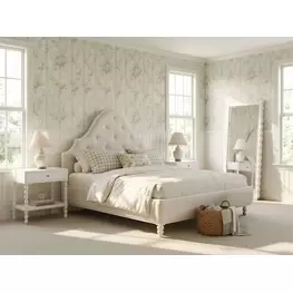 Haven Warm White and Ivory Upholstered Panel Bedroom Set
