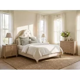 Haven Sundrenched Oak and Ivory Upholstered Panel Bedroom Set
