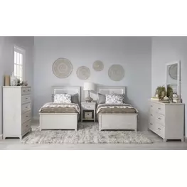 Ashton Bleached Linen Youth Panel Bedroom Set with LED