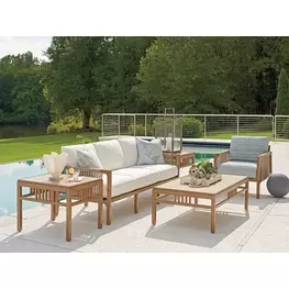 St Tropez White and Blue Upholstered Outdoor Conversation Set