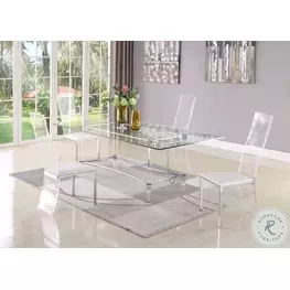 4038 Clear Glass And Chrome 72" Rectangular Dining Room Set with Layla Tall Back Side Chair