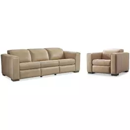 Nest Cream Leather Power Motion Living Room Set