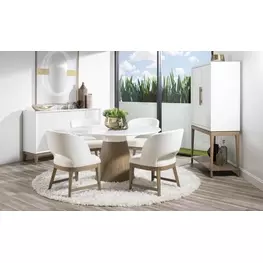 Melrose Cloud White and Desert Oak 54" Round Dining Room Set