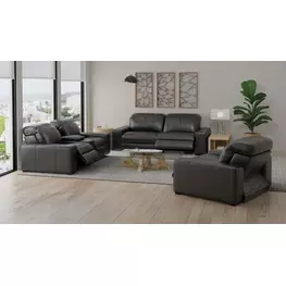 Ferrara Black Leather Zero Gravity Power Reclining Living Room Set with Power Headrest and USB Charging