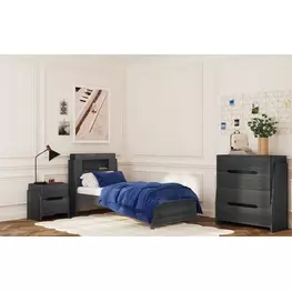 Darby Midnight Blue Youth Storage Panel Bedroom Set with USB Charging and LED