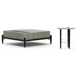 Madera Verdigris Koto and Modern Walnut Occasional Table Set