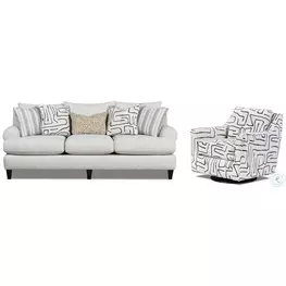 Durango Pewter Off White Performance Fabric Living Room Set with T Cushions