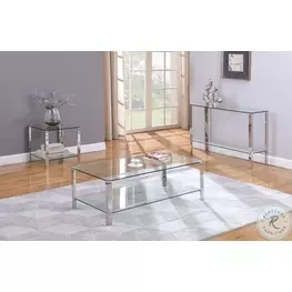 5080 Clear Glass And Polished Stainless Steel Occasional Table Set