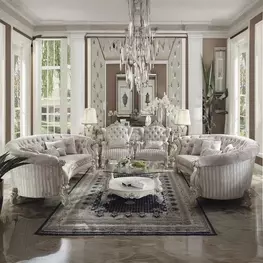Versailles Ivory Living Room Set with Nailhead Trim