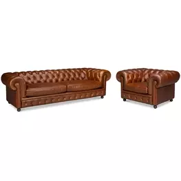 Savile Marseile Dark Brown Leather Living Room Set