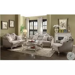 Chelmsford Beige Fabric and Antique Taupe Living Room Set with 5 Pillows